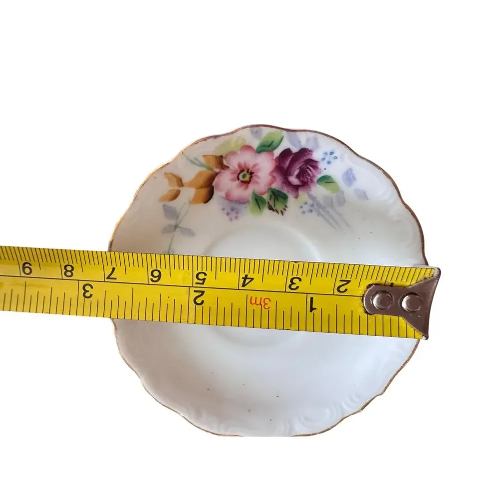 Vintage 1950's Miniature Hand Painted Japanese Cup & Saucer Bone China Porcelain